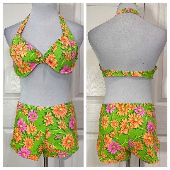 Vintage Swim Vintage Electric Beach By Jantzen Two Piece Swimsuit